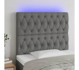 Tăblie de pat cu led, gri închis, 100x7x118/128 cm, textil