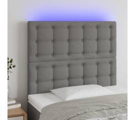 Tăblie de pat cu led, gri închis, 90x5x118/128 cm, textil