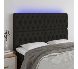Tăblie de pat cu led, negru, 160x7x118/128 cm, textil