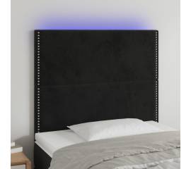 Tăblie de pat cu led, negru, 80x5x118/128 cm, catifea