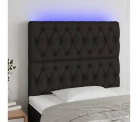 Tăblie de pat cu led, negru, 90x7x118/128 cm, textil