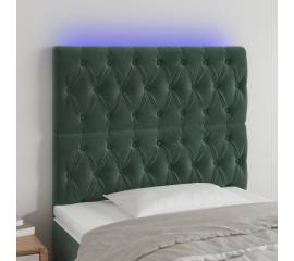 Tăblie de pat cu led, verde închis, 100x7x118/128 cm, catifea