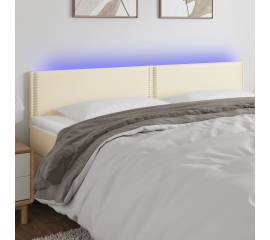 Tăblie de pat cu led, crem, 180x5x78/88 cm, piele ecologică