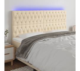 Tăblie de pat cu led, crem, 180x7x118/128 cm, textil