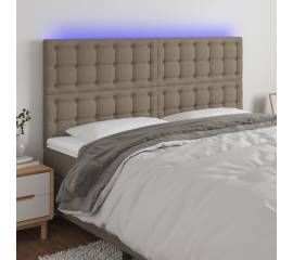 Tăblie de pat cu led, gri taupe, 180x5x118/128 cm, textil