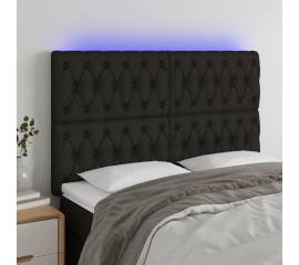 Tăblie de pat cu led, negru, 144x5x118/128 cm, textil