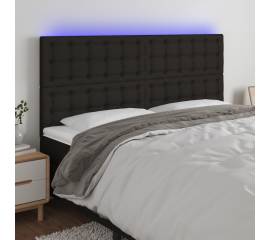 Tăblie de pat cu led, negru, 160x5x118/128 cm, textil