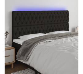 Tăblie de pat cu led, negru, 180x7x118/128 cm, textil