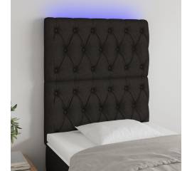 Tăblie de pat cu led, negru, 80x7x118/128 cm, textil