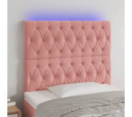 Tăblie de pat cu led, roz, 90x7x118/128 cm, catifea