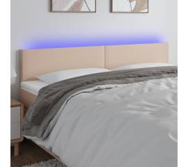 Tăblie de pat cu led cappuccino 200x5x78/88 cm piele ecologică