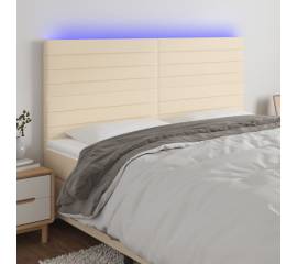 Tăblie de pat cu led, crem, 160x5x118/128 cm, textil