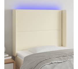 Tăblie de pat cu led, crem, 93x16x118/128 cm, piele ecologică