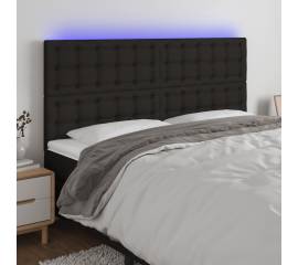 Tăblie de pat cu led, negru, 200x5x118/128 cm, textil