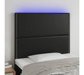 Tăblie de pat cu led, negru, 80x5x118/128 cm, piele ecologică