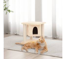 Ansamblu de pisici cu stâlpi din funie de sisal, crem, 37 cm