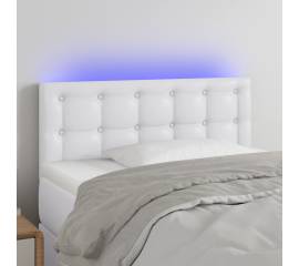 Tăblie de pat cu led, alb, 90x5x78/88 cm, piele ecologică