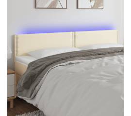 Tăblie de pat cu led, crem, 160x5x78/88 cm, piele ecologică
