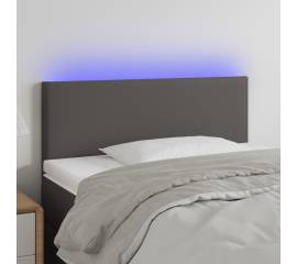 Tăblie de pat cu led, gri, 100x5x78/88 cm, piele ecologică