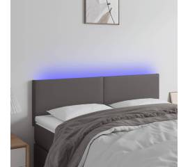 Tăblie de pat cu led, gri, 144x5x78/88 cm, piele ecologică