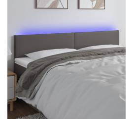 Tăblie de pat cu led, gri, 160x5x78/88 cm, piele ecologică