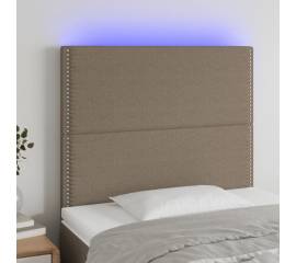 Tăblie de pat cu led, gri taupe, 100x5x118/128 cm, textil