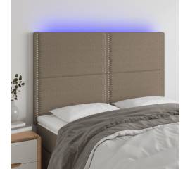 Tăblie de pat cu led, gri taupe, 144x5x118/128 cm, textil