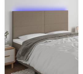 Tăblie de pat cu led, gri taupe, 200x5x118/128 cm, textil