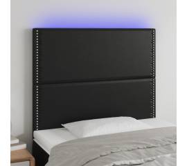 Tăblie de pat cu led, negru, 90x5x118/128 cm, piele ecologică