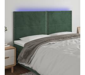 Tăblie de pat cu led, verde închis, 160x5x118/128 cm, catifea