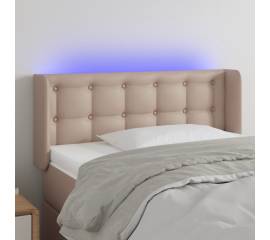 Tăblie de pat cu led, cappuccino 83x16x78/88 cm piele ecologică