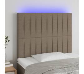 Tăblie de pat cu led, gri taupe, 100x5x118/128 cm, textil