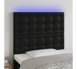 Tăblie de pat cu led, negru, 100x5x118/128 cm, piele ecologică