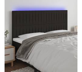 Tăblie de pat cu led, negru, 160x5x118/128 cm, textil