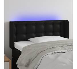 Tăblie de pat cu led, negru, 83x16x78/88 cm, piele ecologică