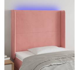 Tăblie de pat cu led, roz, 103x16x118/128 cm, catifea