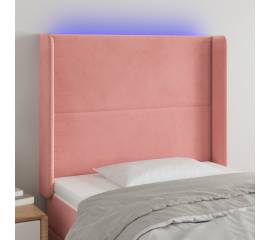 Tăblie de pat cu led, roz, 83x16x118/128 cm, catifea