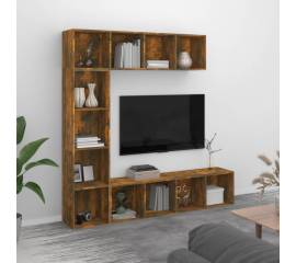 Set dulap tv/cărți, 3 piese, stejar afumat, 180x30x180 cm
