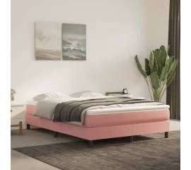 Saltea de pat cu arcuri, roz, 140x200x20 cm, catifea