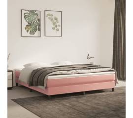 Saltea de pat cu arcuri, roz, 160x200x20 cm, catifea