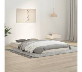 Cadru de pat small double 4ft, alb, 120x190 cm, lemn masiv pin