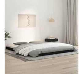 Cadru de pat super king 6ft, negru, 180x200 cm, lemn masiv pin