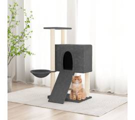 Ansamblu de pisici, stâlpi din funie sisal, gri închis, 96 cm