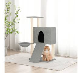 Ansamblu de pisici, stâlpi din funie sisal, gri deschis, 96 cm