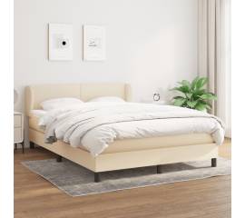 Pat box spring cu saltea, crem, 140x200 cm, textil