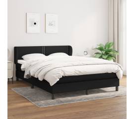 Pat box spring cu saltea, negru, 140x200 cm, material textil