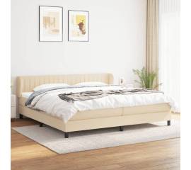 Pat box spring cu saltea, crem, 200x200 cm, textil