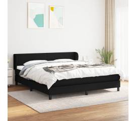 Pat box spring cu saltea, negru, 160x200 cm, textil