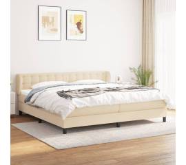 Pat box spring cu saltea, crem, 200x200 cm, textil