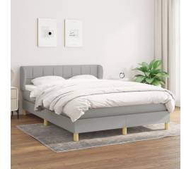 Pat box spring cu saltea, gri deschis, 140x190 cm, textil